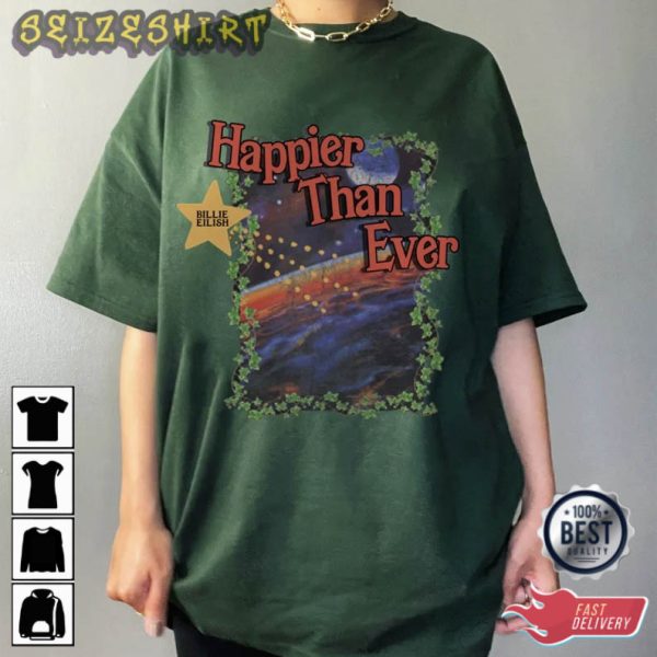 Vintage Happier Than Ever UNisex Music T-Shirt