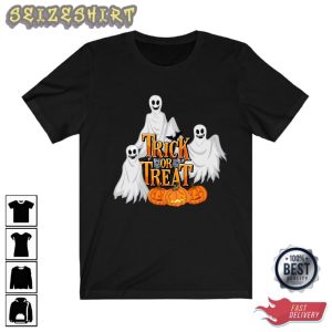 Ghost Trick or Treat Shirt, Pumpkin Holiday Halloween TShirt