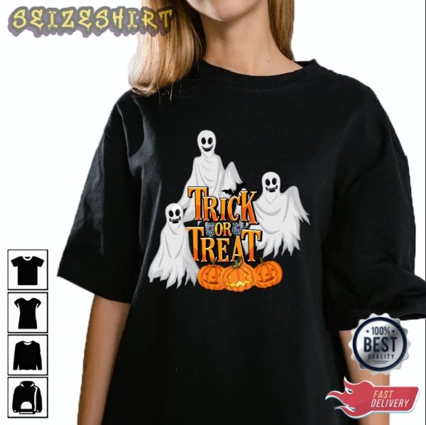 Ghost Trick or Treat Shirt – Pumpkin Halloween T-Shirt