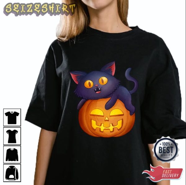 Pumpkin Cat Holiday Halloween T-shirt