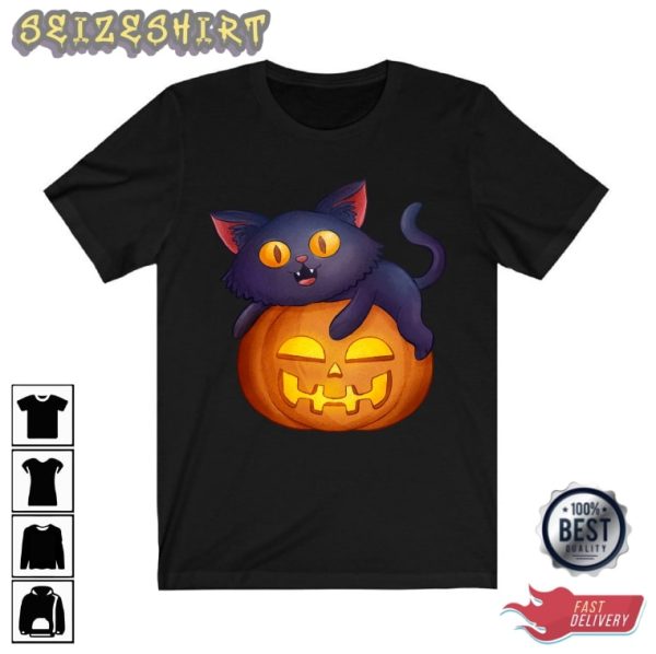 Pumpkin Cat Holiday Halloween T-shirt
