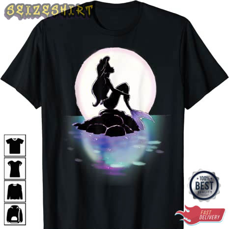 Disney Little Mermaid Ariel Colorful Sunset Moon Holiday Valentine’s Day T-Shirt