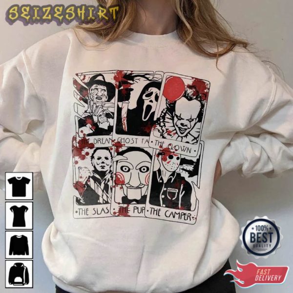 Horror Tarot Cards Vintage Halloween Movie T-Shirt