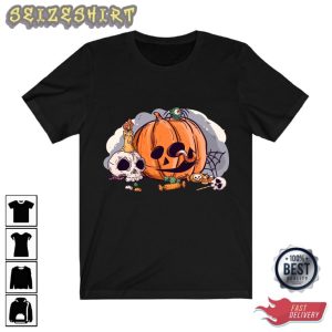 Worm Skull Pumpkin Face Shirt