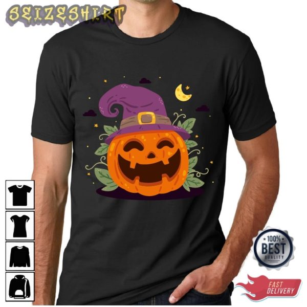 Pumpkin Wearing Witch Shirt – Pumpkin Face Shirt