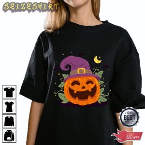 Pumpkin Wearing Witch Shirt - Pumpkin Face Shirt