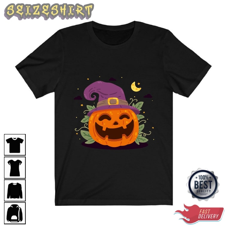 Pumpkin Wearing Witch Shirt - Pumpkin Face Shirt