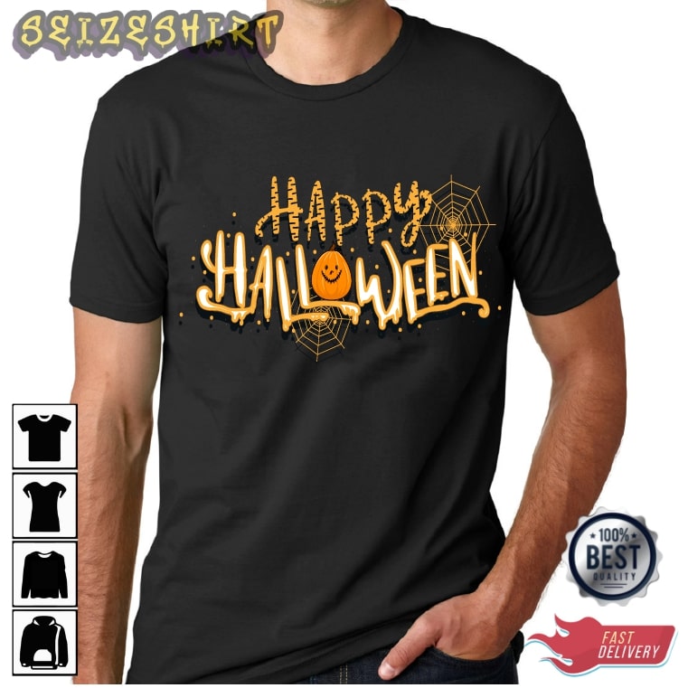 Spider Pumpkin Face Shirt - Halloween Holiday Shirt
