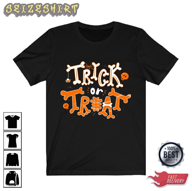 Trick Or Treat Skeleton Spider Halloween T- shirt
