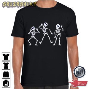 Three Dancing Skeletons Holiday Halloween T- shirt