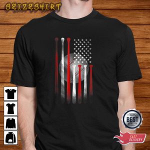 American Flag Vintage Baseball Sports T-Shirt