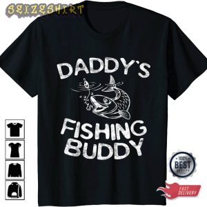 Funny Kids Daddy’s Fishing Buddy T-Shirt Young Fisherman Fathers Day Gift T-Shirt