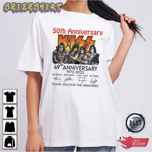 Kiss 50th Anniversary 1973-2022 Thank You For The Memories T-Shirt