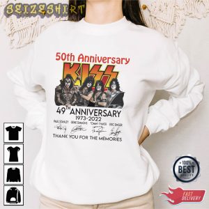 Kiss 50th Anniversary 1973-2022 Thank You For The Memories T-Shirt