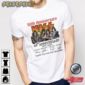 Kiss 50th Anniversary 1973-2022 Thank You For The Memories T-Shirt