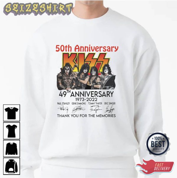 Kiss 50th Anniversary 1973-2022 Thank You For The Memories T-Shirt