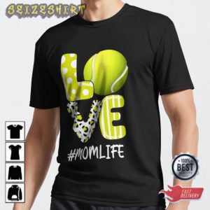 Love Tennis Mom Life Player with Leopard Christmas T-Shirt