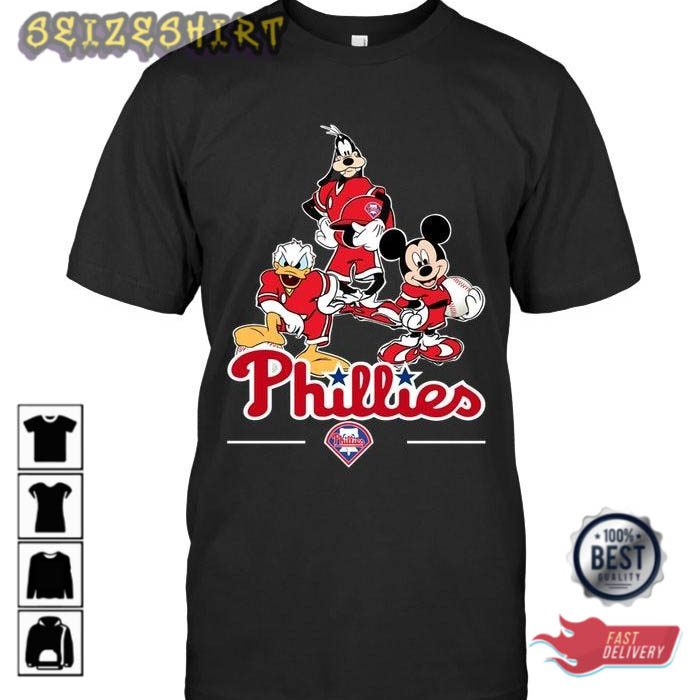 Philadelphia Phillies MLB Mickey Donald Goofy Fan T-Shirt - Ink In Action