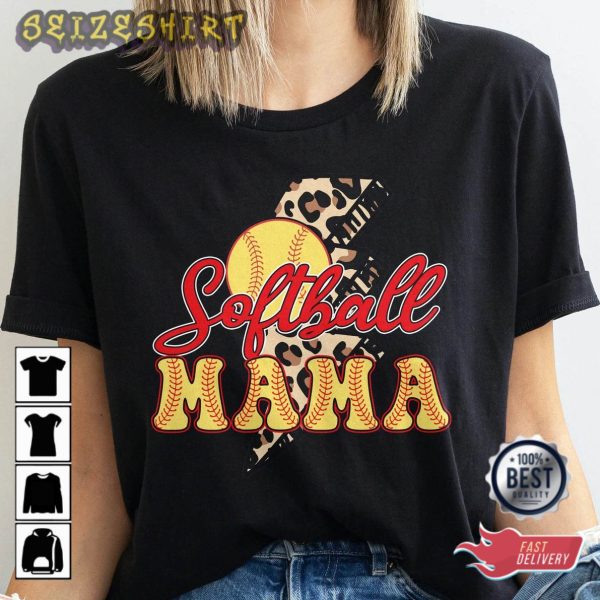 Retro Leopard Softball Mama Shirt