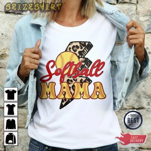 Retro Leopard Softball Mama Shirt