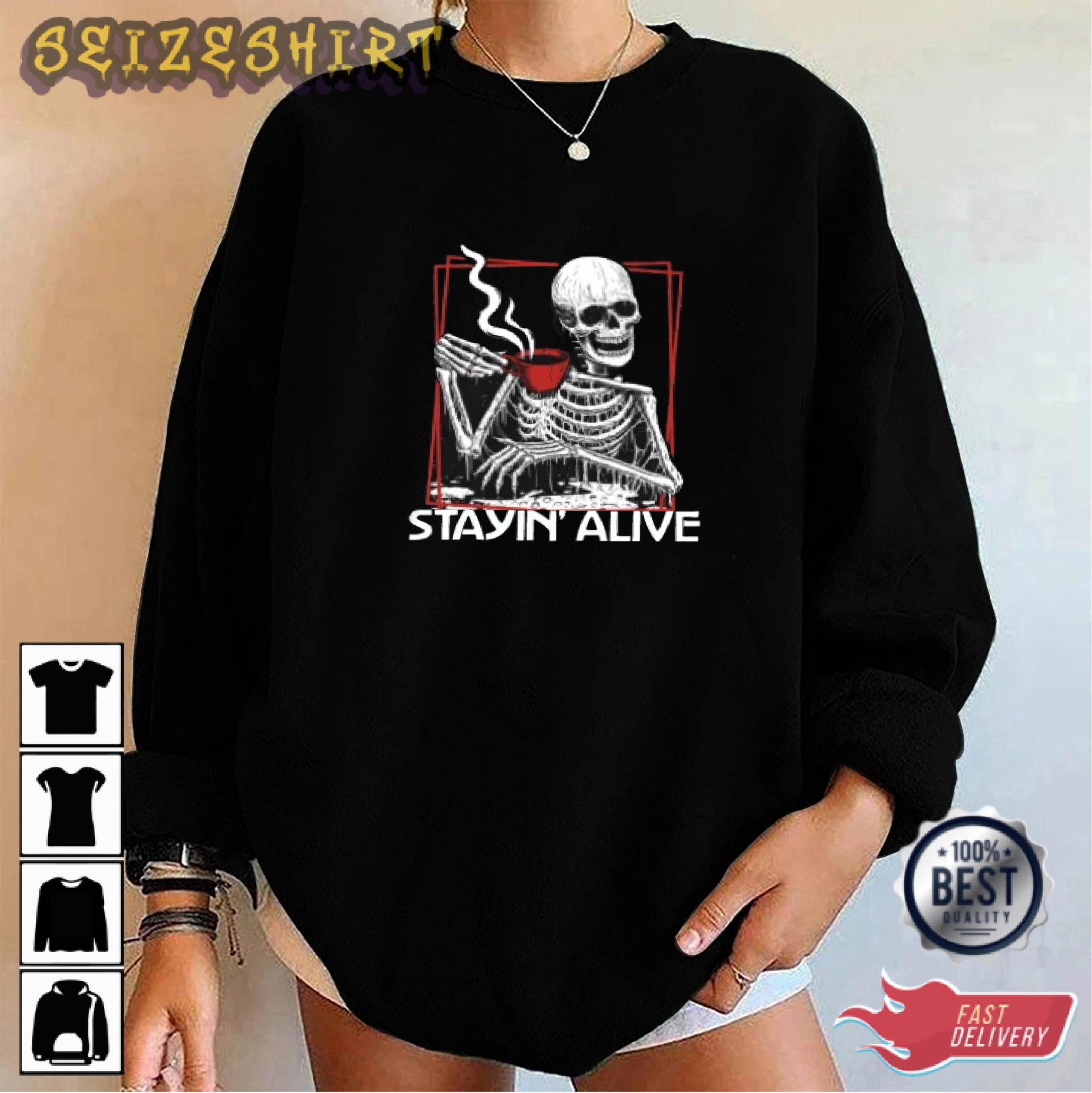 Stay Alive Skeleton Graphic Tee