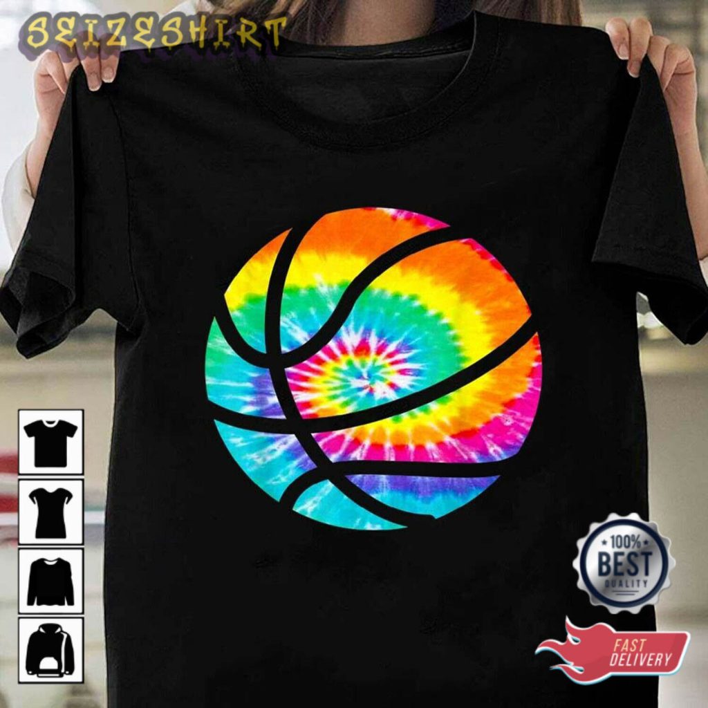 Tie Dye Basketball Shirt Rainbow Trippy Hippy Gift T-Shirt