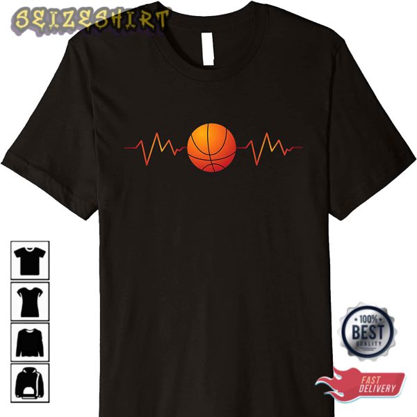 Vintage Retro Basketball Lover Heartbeat Basketball T-Shirt