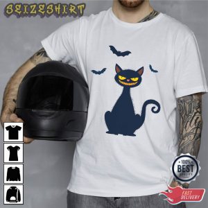 Halloween Black Cat Graphic Shirt