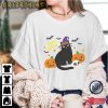 Black Cat Wear Hat Pumpkin Halloween Graphic Tee