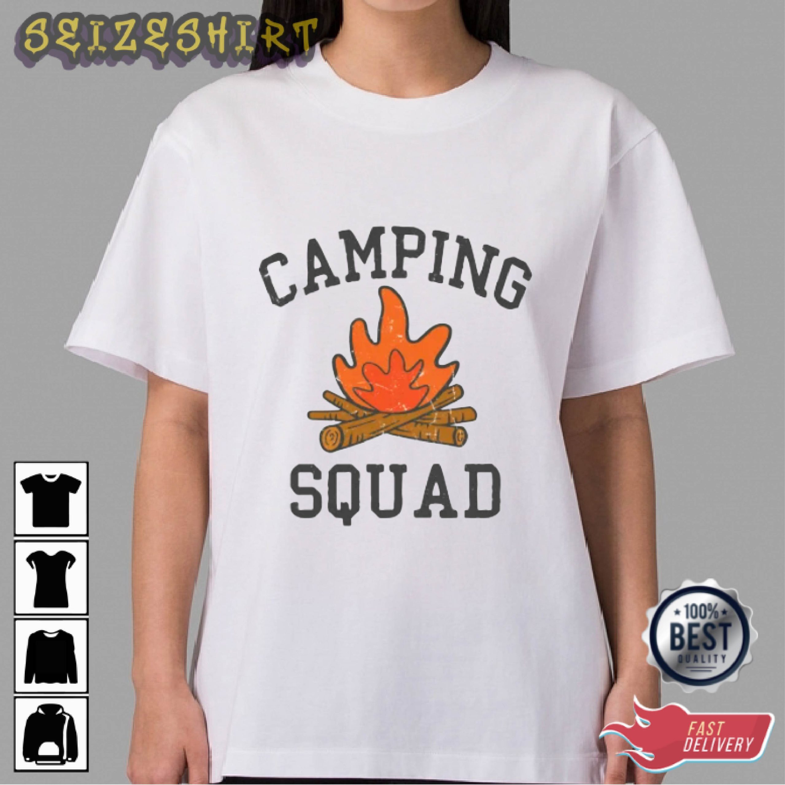 Camping Squad With Camp Fire Graphic Tee