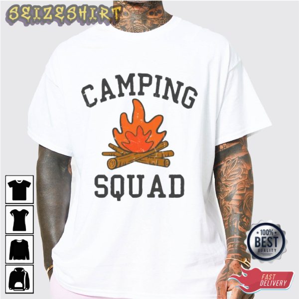 Camping Squad With Camp Fire Graphic Tee