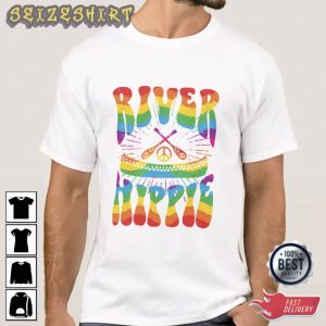 River Hippie Rainbow Tie Dye Canoe Graphic Tee