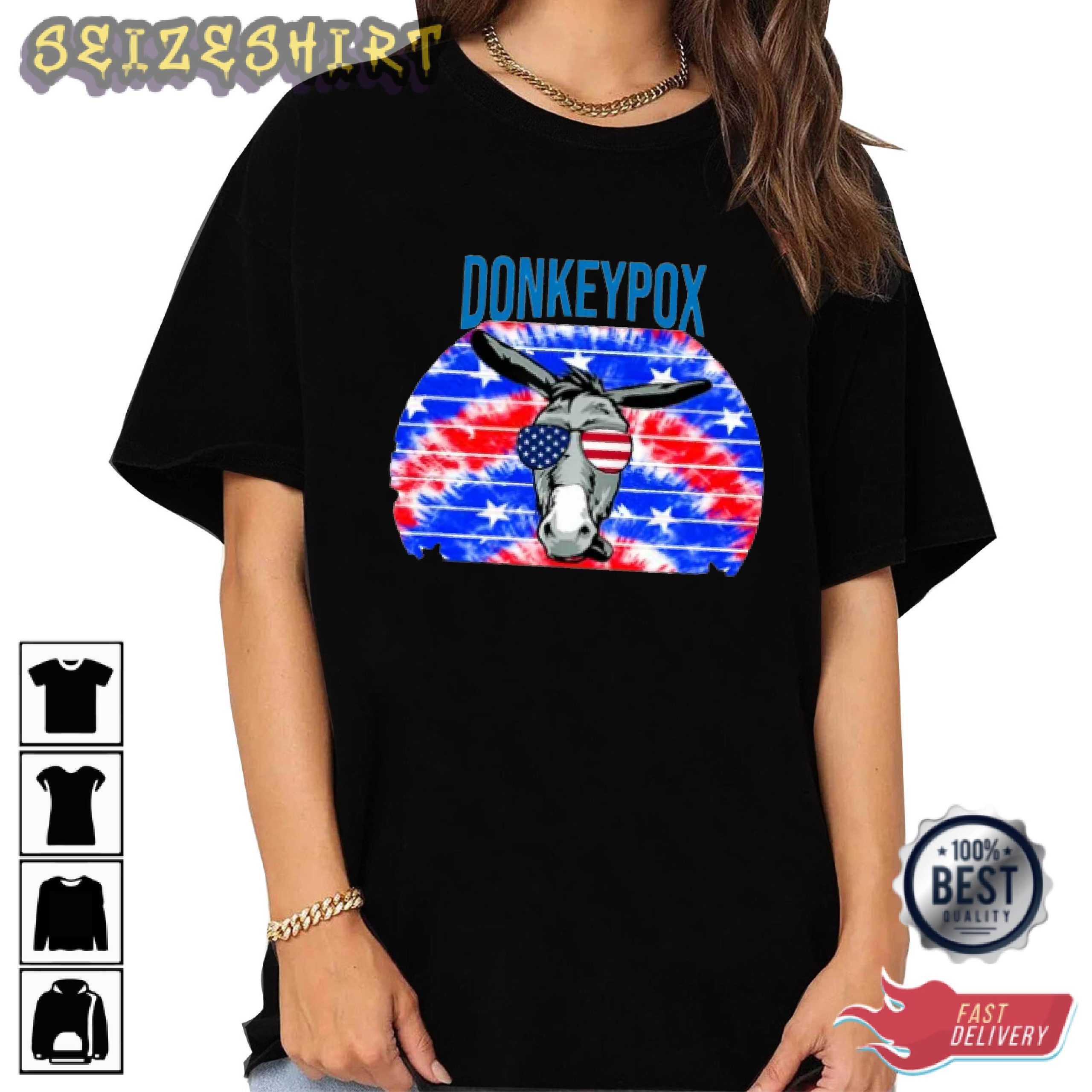 Donkeypox American Flag Star Unique Graphic Tee