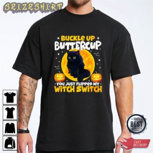 Cute Black Cat Witch Switch Halloween Graphic Shirt
