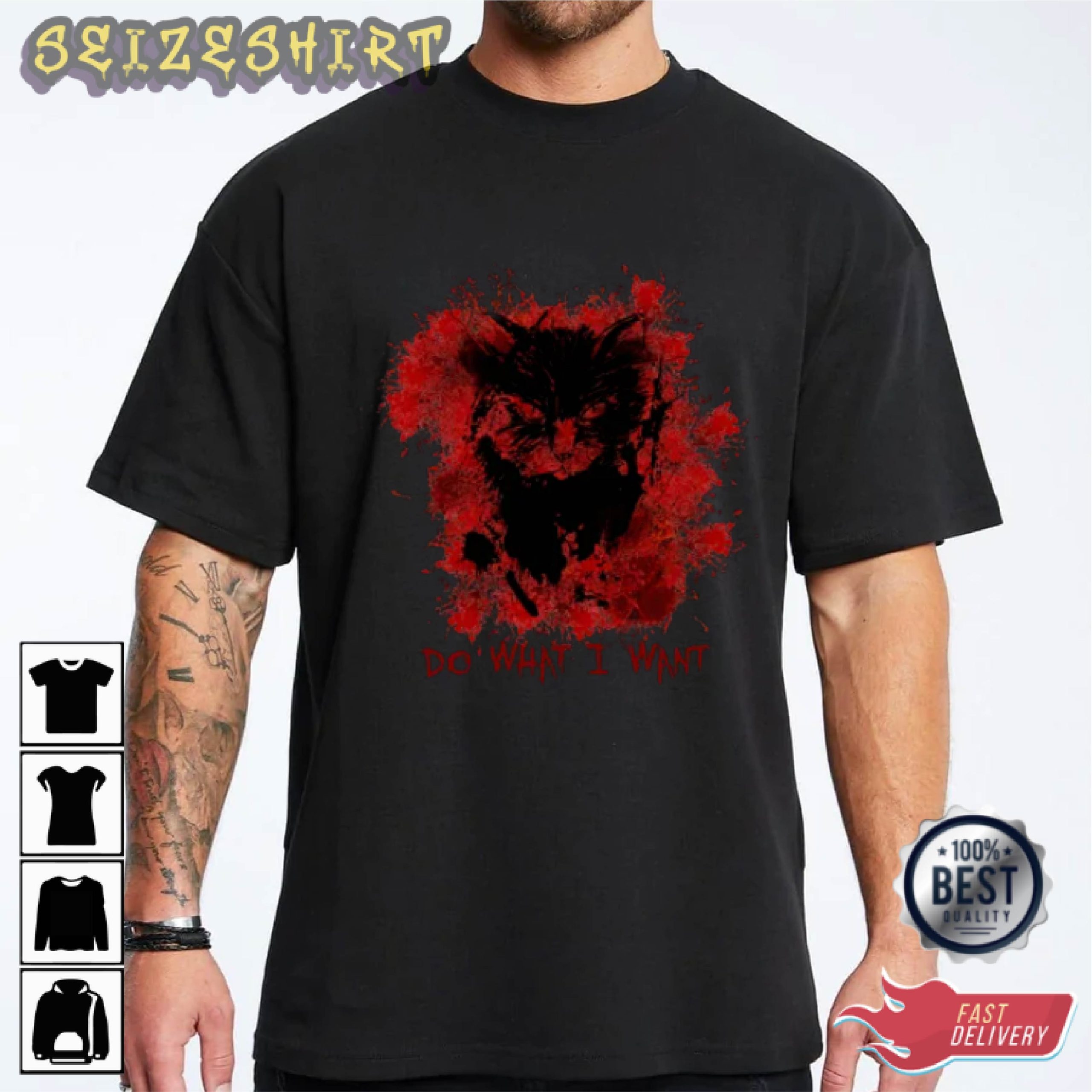 Happy Halloween Black Cat Halloween Graphic T-Shirt