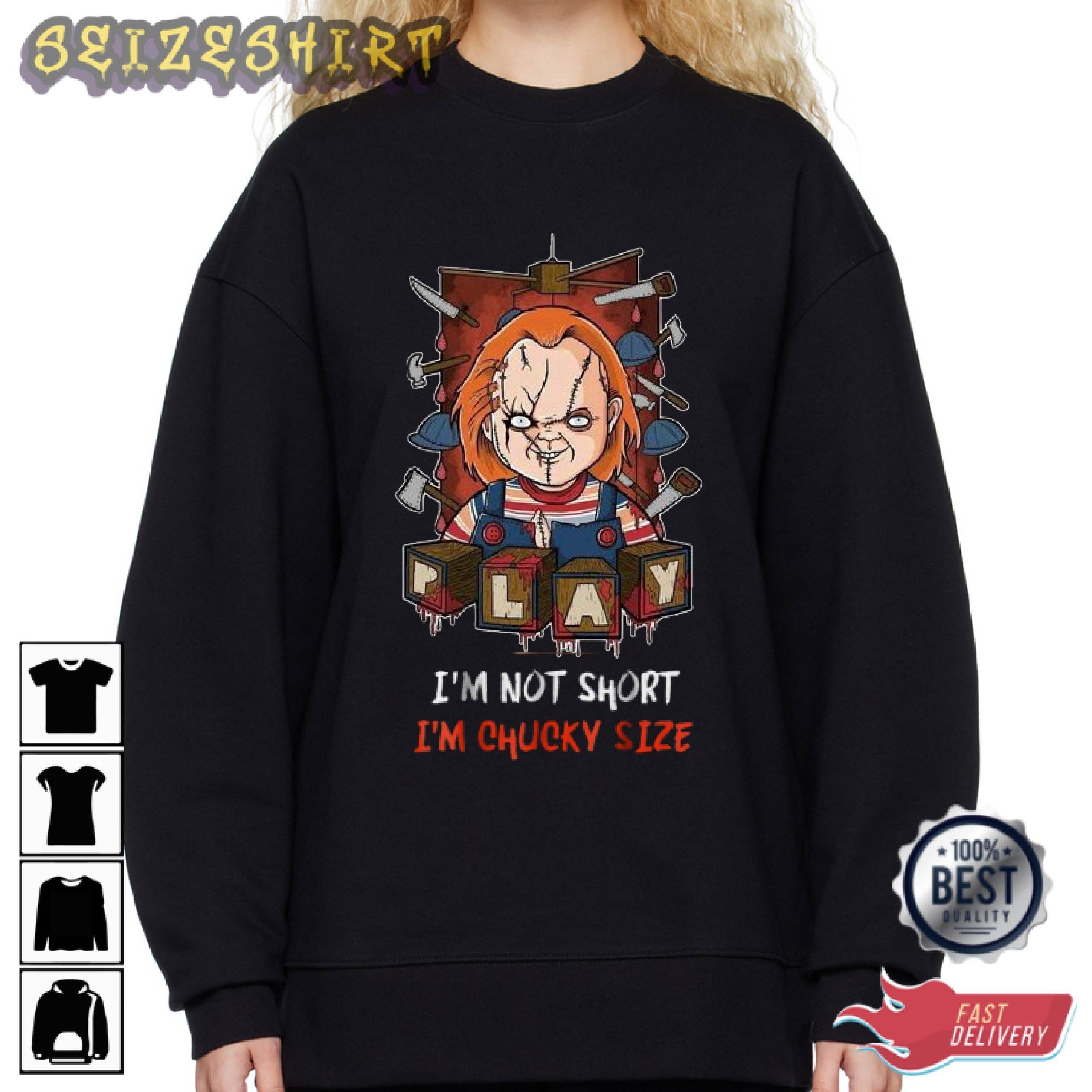 I'm Not Short I'm Chucky SIze Horror Graphic Tee