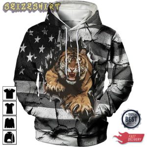 Tiger American Flag HOT 3D Hoodie