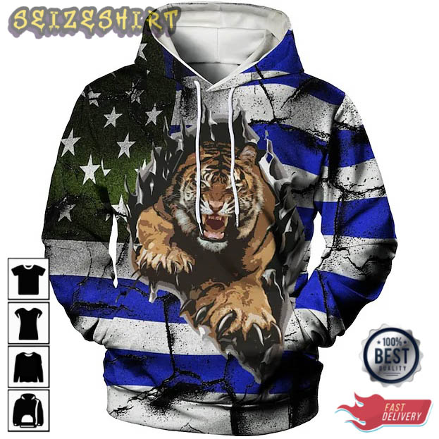 Tiger American Flag HOT 3D Hoodie