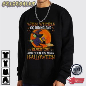 Happy Halloween Switch Witch And Cat Halloween Graphic T-Shirt
