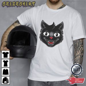 Black Cat Halloween Shirt Design