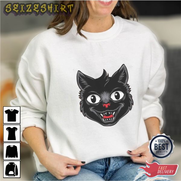 Black Cat Halloween Shirt Design