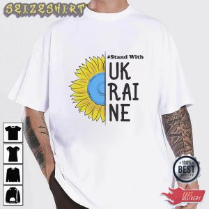 Sunflower Stand with Ukraine Shirt