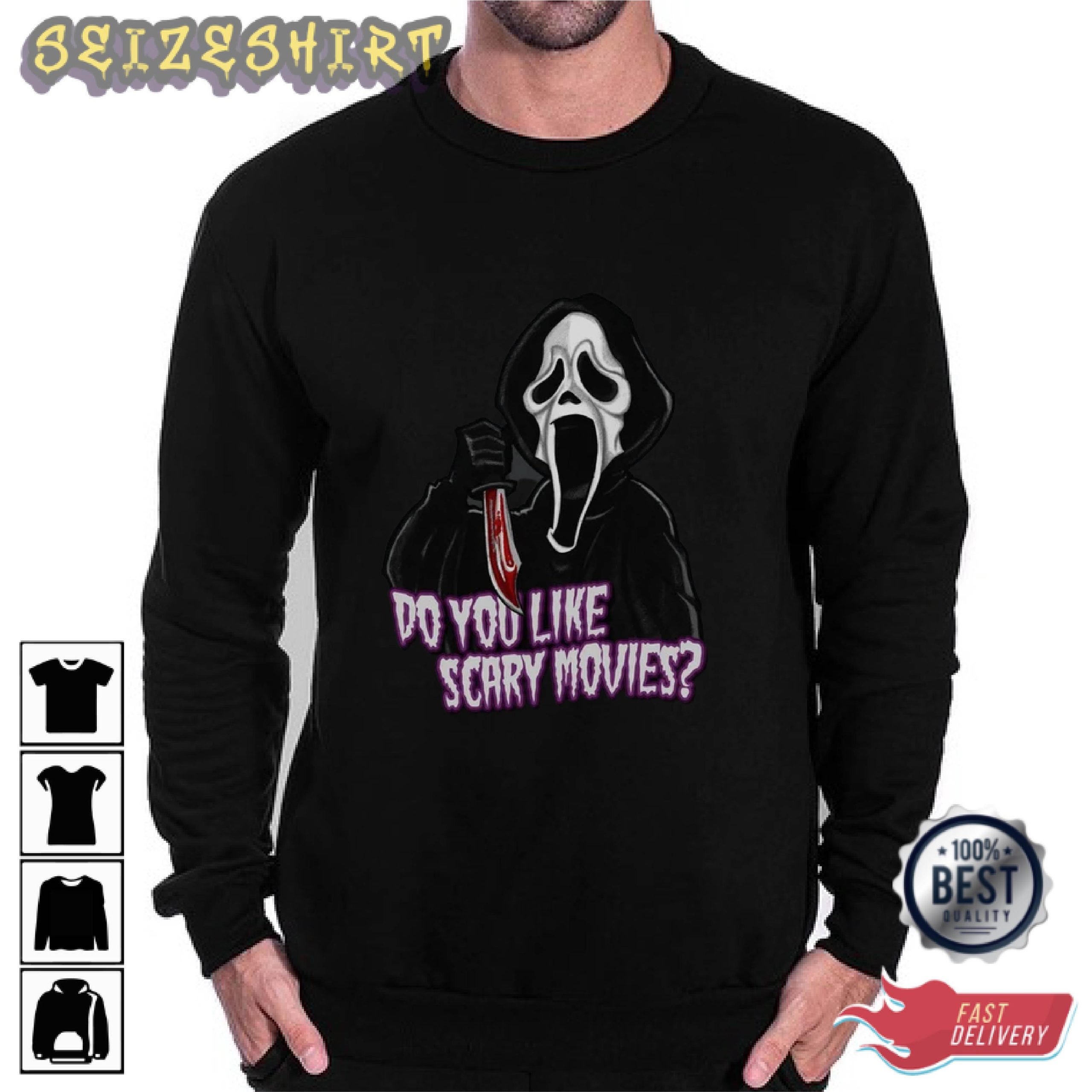 Scary Movies Ghost Face Best Halloween Graphic Tee Long Sleeve Shirt