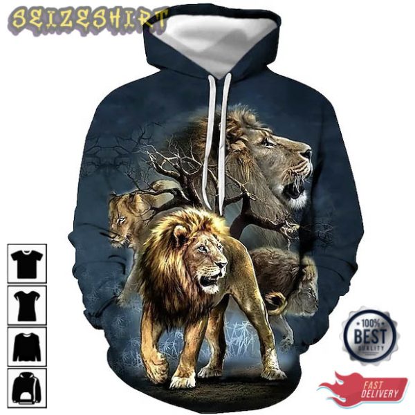 Lion In Forest Version 3D Hoodie Graphic Hoodie