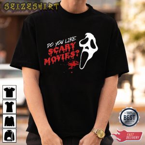 Scary Movies Red Ghost Face Graphic Tee Long Sleeve Shirt