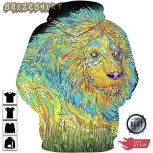 Lion In Forest Unique Version 3D Hoodie Graphic Hoodie