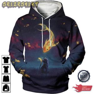 Cat And Fish Version 3D Hoodie Graphic Hoodie