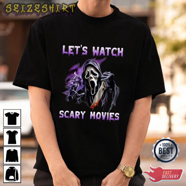 Ghost Face Watch Scary Movies Graphic Tee Long Sleeve Shirt