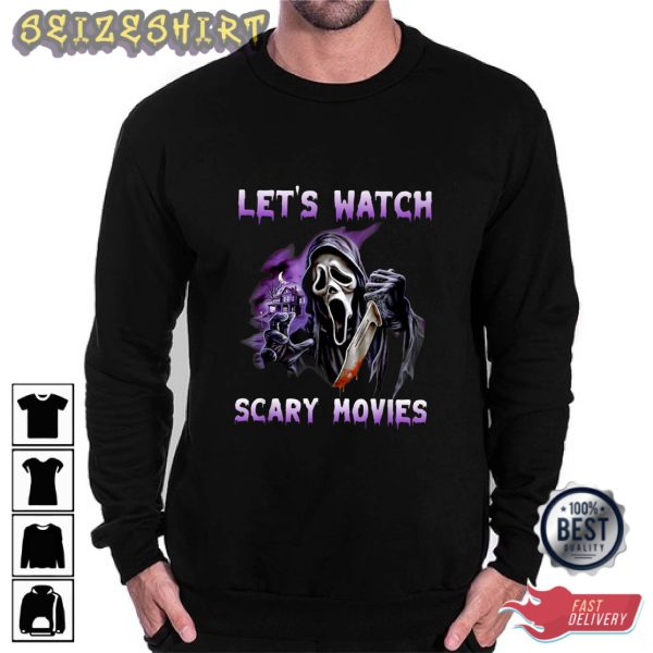 Ghost Face Watch Scary Movies Graphic Tee Long Sleeve Shirt