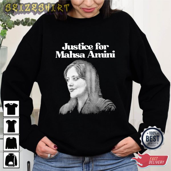 Mahsa Amini Justice Black And White Graphic Tee Long Sleeve Shirt